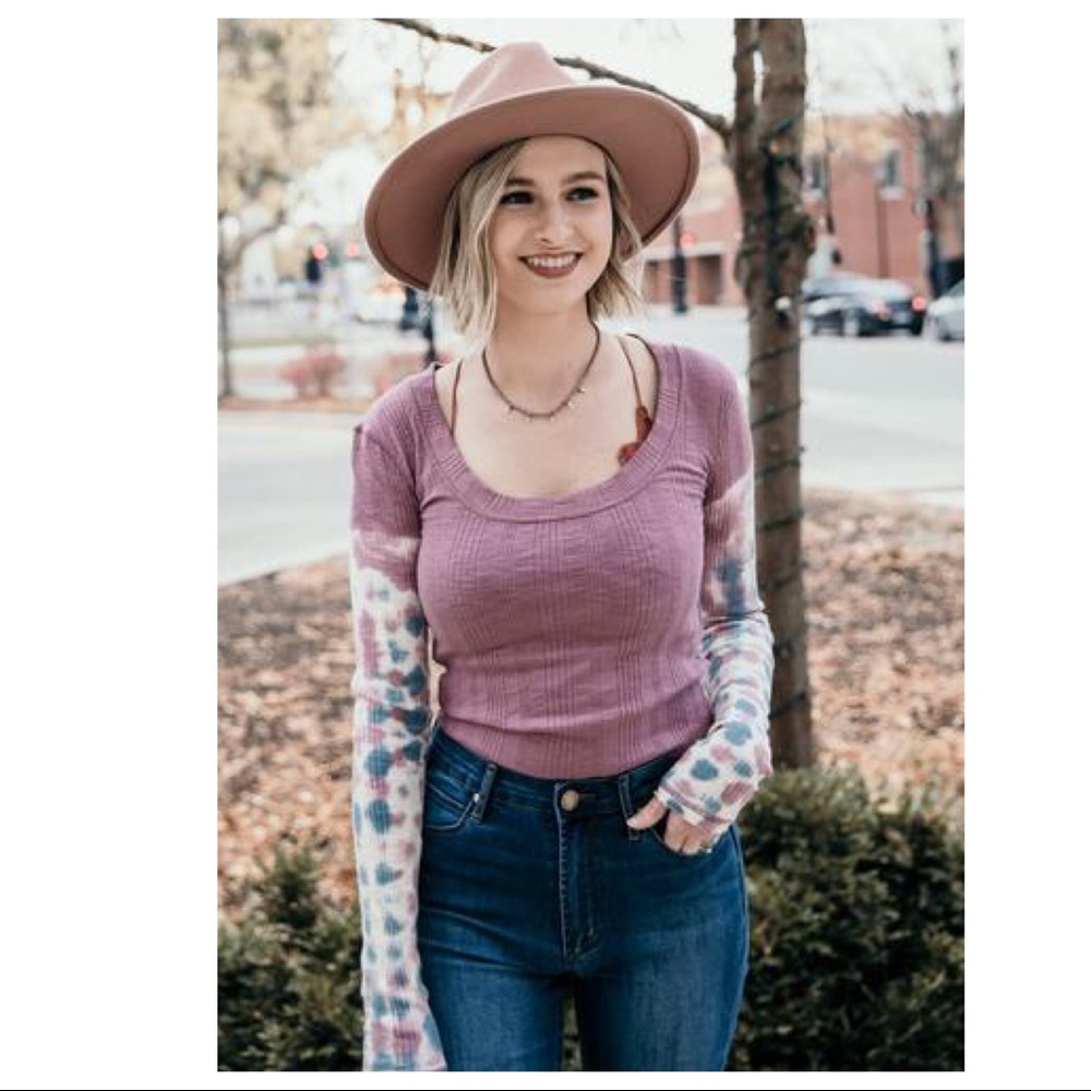 FREE PEOPLE BOHO TOP LONG SLEEVES RIB KNIT TEE A2C - Picture 6 of 16